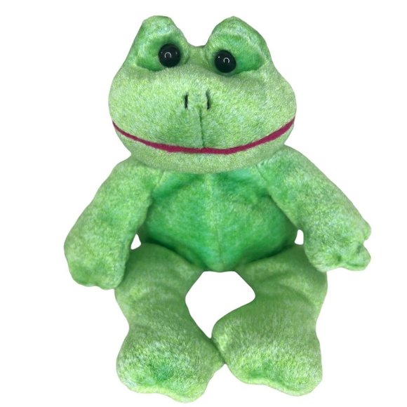 Kellytoy Beanpals Soft Green Frog Toad 8” Bean Bag Stuffed Animal Plush Toy - Picture 1 of 9